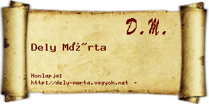 Dely Márta névjegykártya